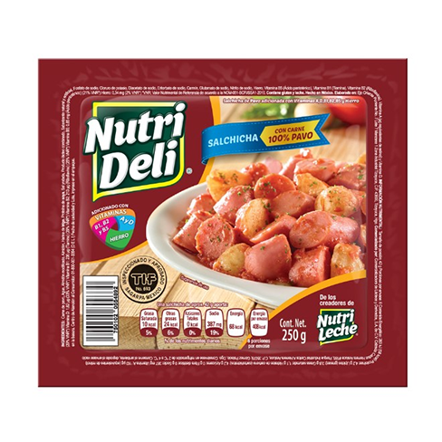 Salchicha Con Pavo Nutri Deli 250Gr
